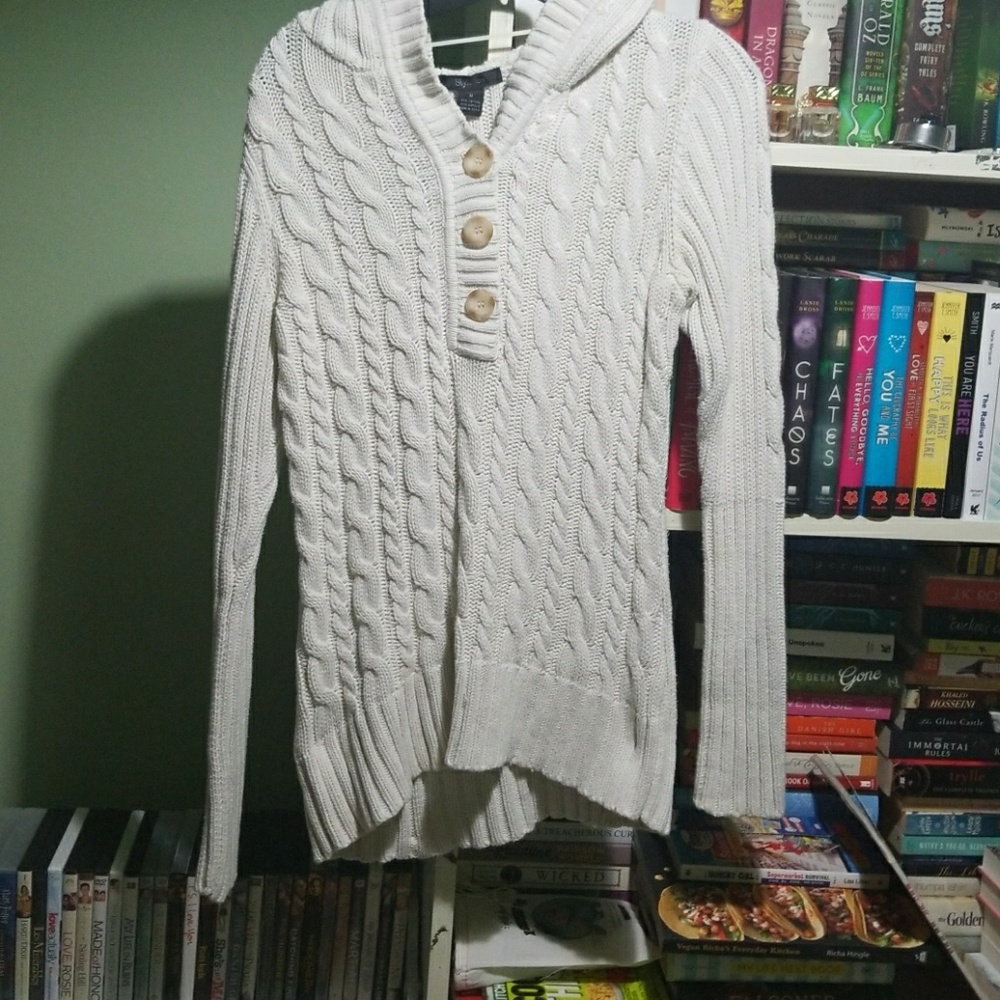 Hooded Off White Sweater